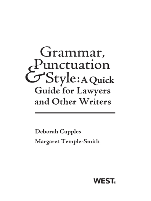 Title details for Grammar, Punctuation, and Style by Deborah Cupples - Wait list